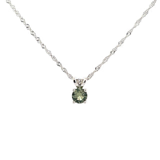 925 Silver Synthetic Green Topaz Necklace 18"