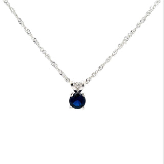 925 Silver Synthetic Sapphire Necklace 18"