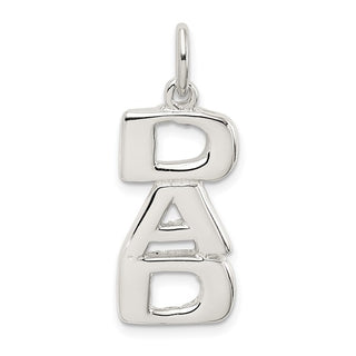 A 925 sterling silver 'DAD' charm with a polished finish, intended for men's jewelry.