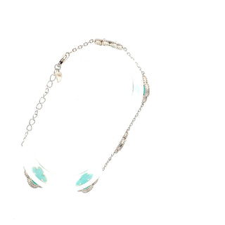 925 Sterling Silver Enamel Clover Link Bracelet  -  7.5-8 Inches