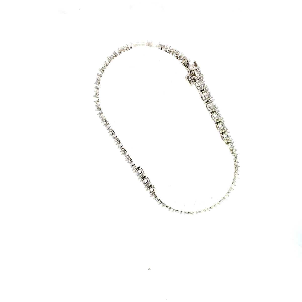 925 Sterling Silver 5MM Cubic Zirconia Tennis Link Bracelet  -  8 Inches