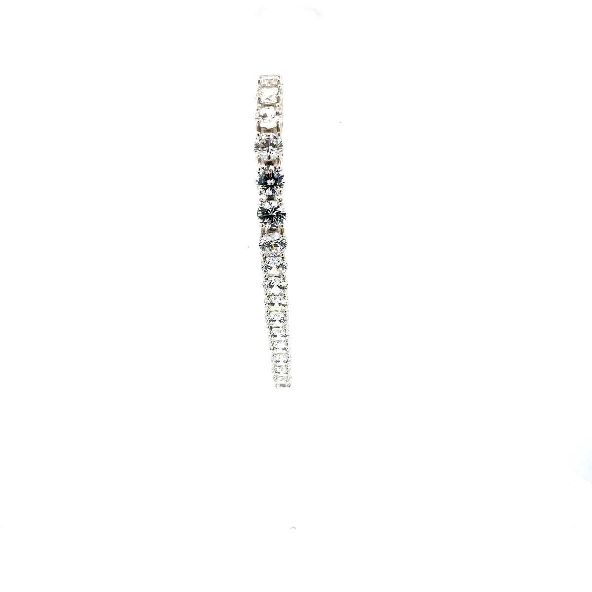 925 Sterling Silver 5MM Cubic Zirconia Tennis Link Bracelet  -  8 Inches