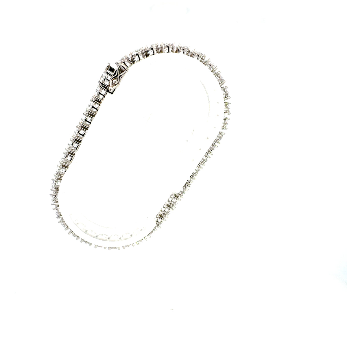 925 Sterling Silver 5MM Cubic Zirconia Tennis Link Bracelet  -  8 Inches