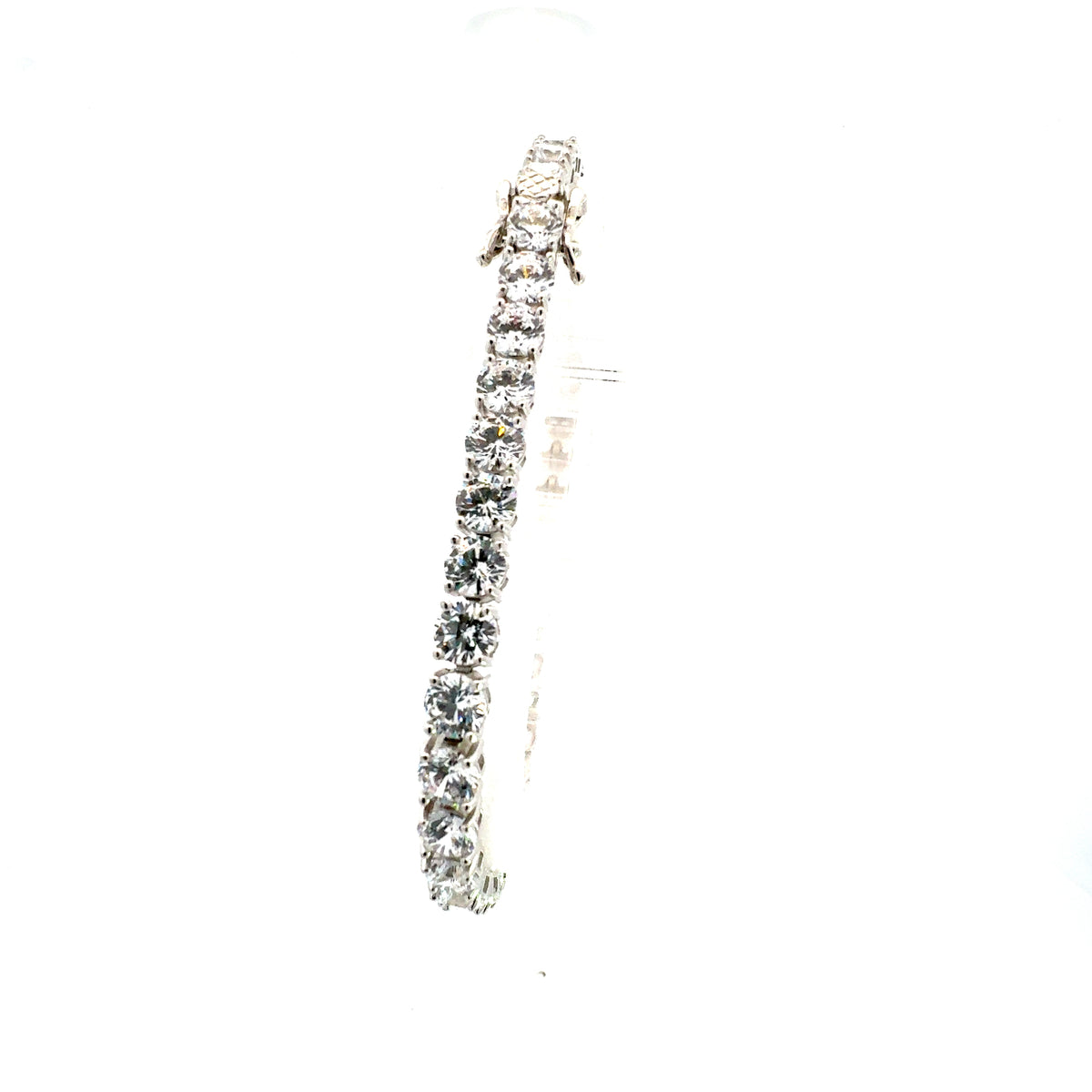 925 Sterling Silver 5MM Cubic Zirconia Tennis Link Bracelet  -  8 Inches