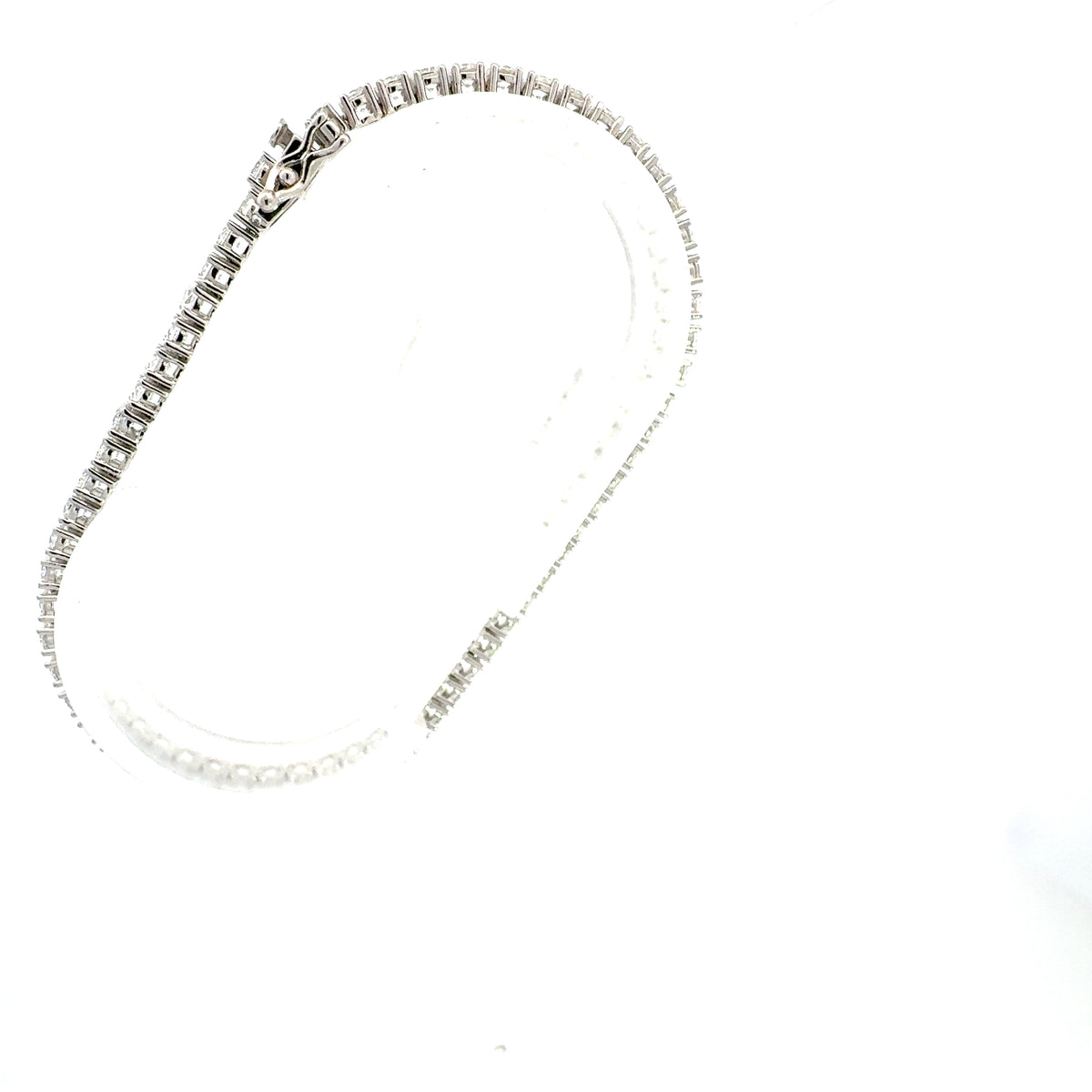 925 Sterling Silver 3mm Cubic Zirconia Tennis Link Bracelet  -  8 Inches