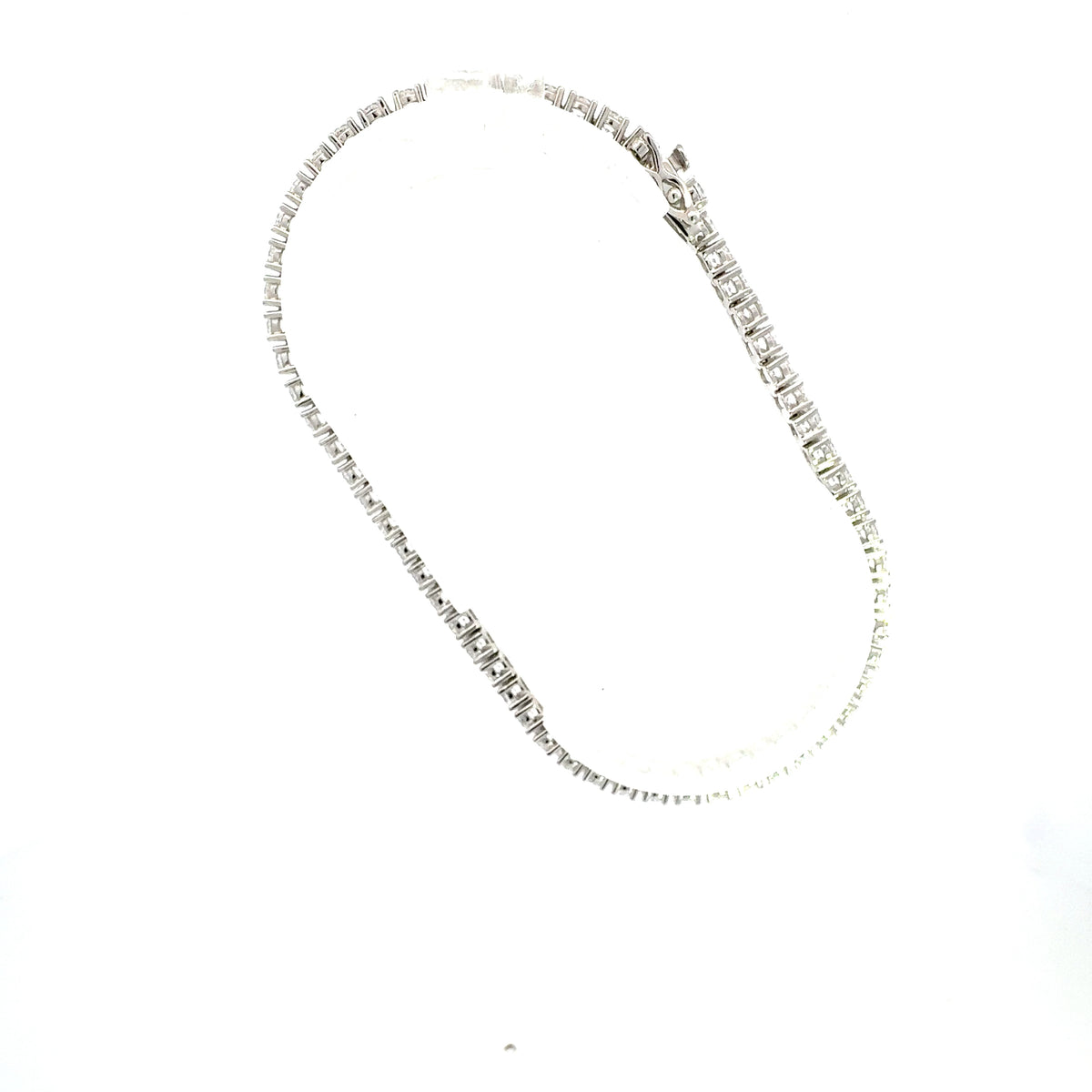 925 Sterling Silver 3mm Cubic Zirconia Tennis Link Bracelet  -  8 Inches