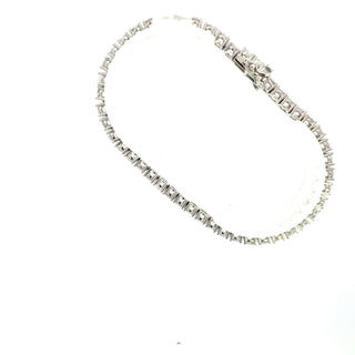 925 Sterling Silver 4mm Cubic Zirconia Tennis Link Bracelet  -  8 Inches