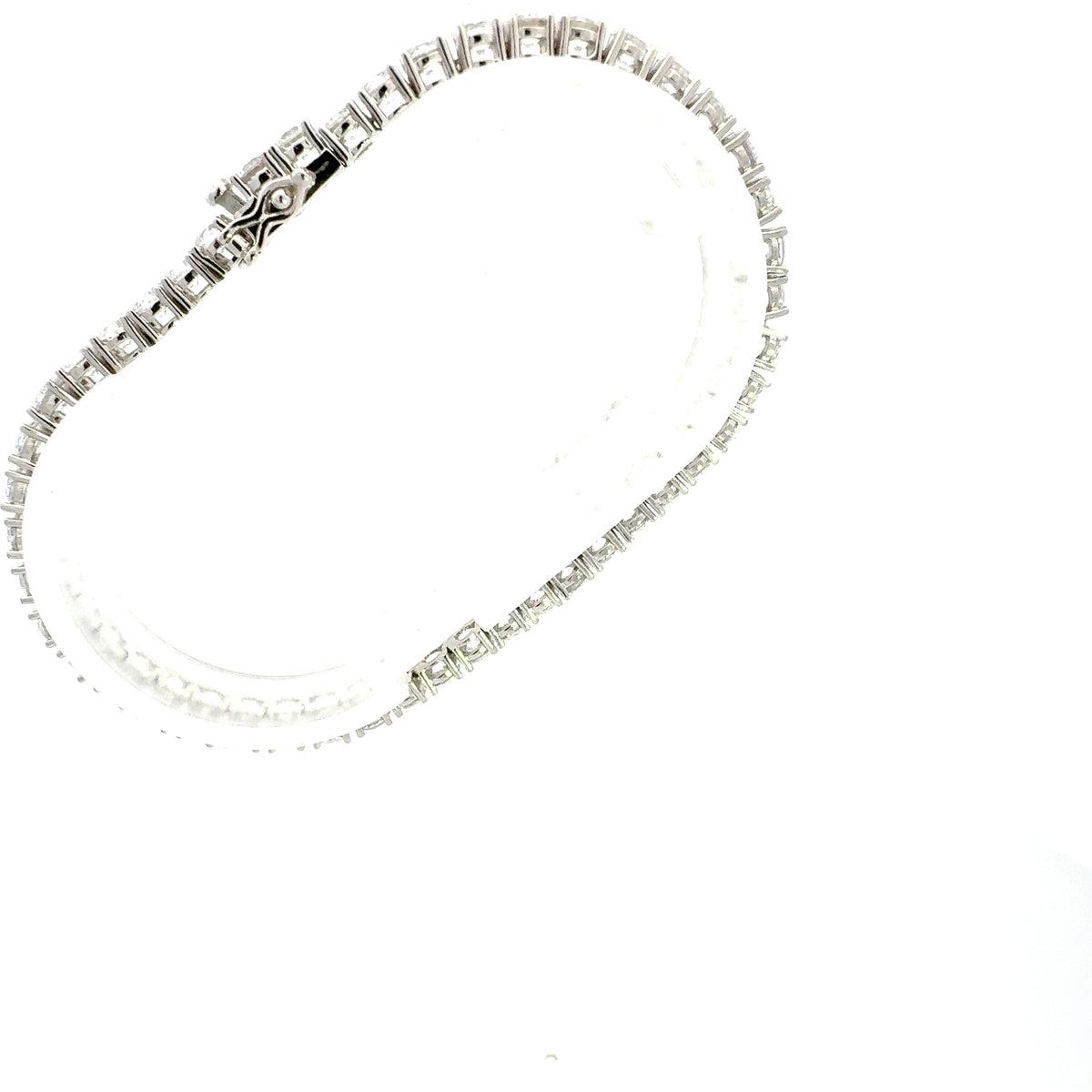 925 Sterling Silver 4mm Cubic Zirconia Tennis Link Bracelet  -  8 Inches