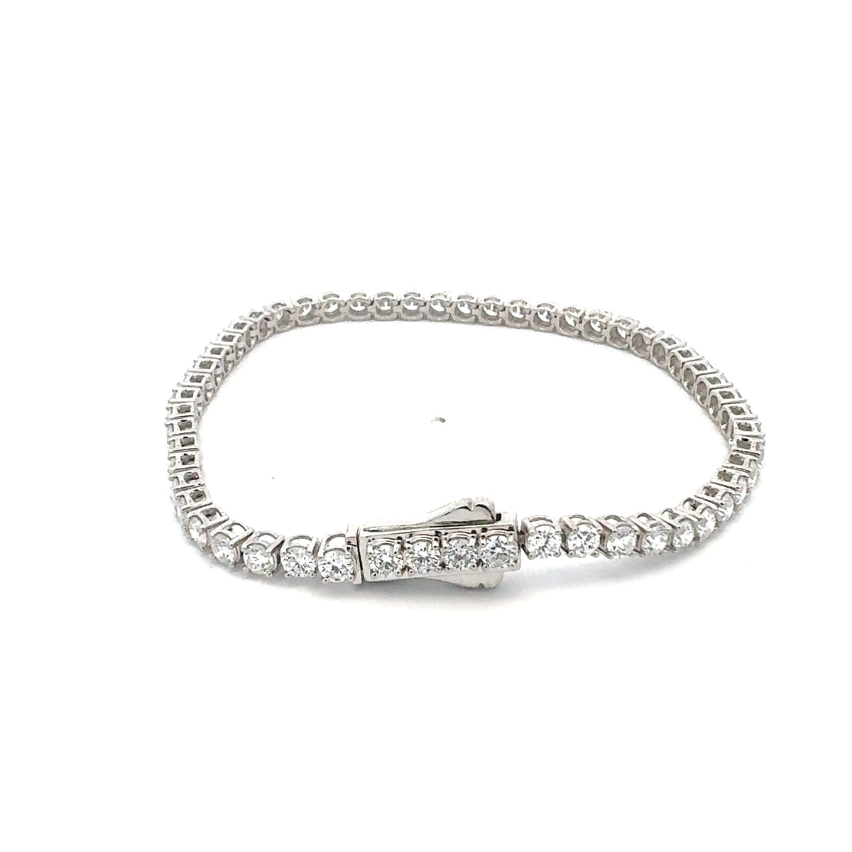 Silver Lab Grown 1.00 - 5.00cttw Round Brilliant Cut Diamond Tennis Bracelet