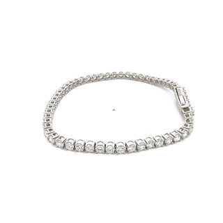 Silver Lab Grown 1.00 - 5.00cttw Round Brilliant Cut Diamond Tennis Bracelet