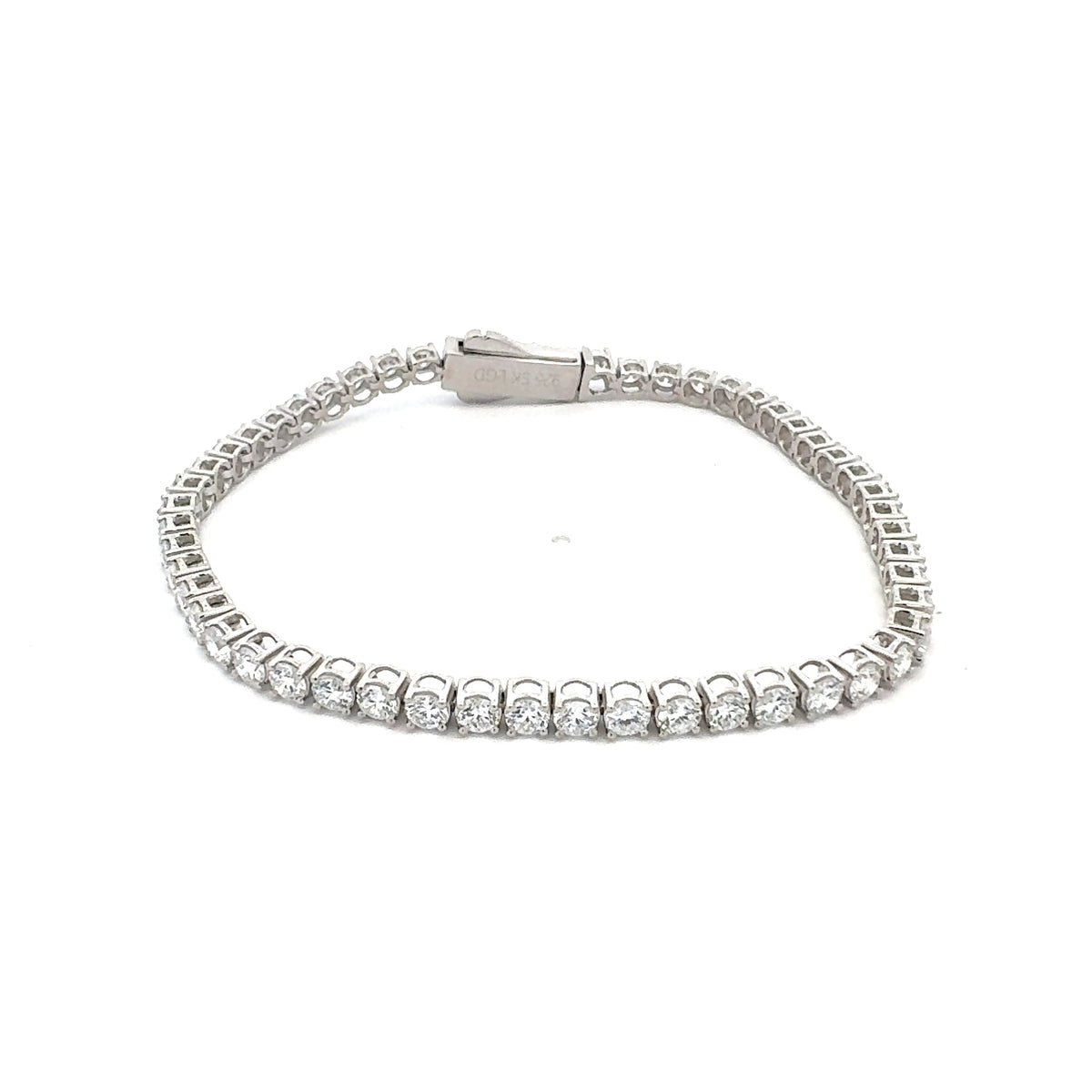 Silver Lab Grown 1.00 - 5.00cttw Round Brilliant Cut Diamond Tennis Bracelet