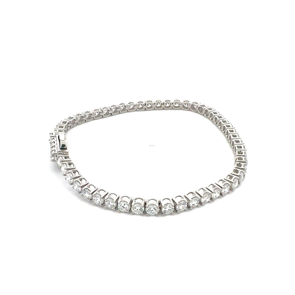 Silver Lab Grown 1.00 - 5.00cttw Round Brilliant Cut Diamond Tennis Bracelet