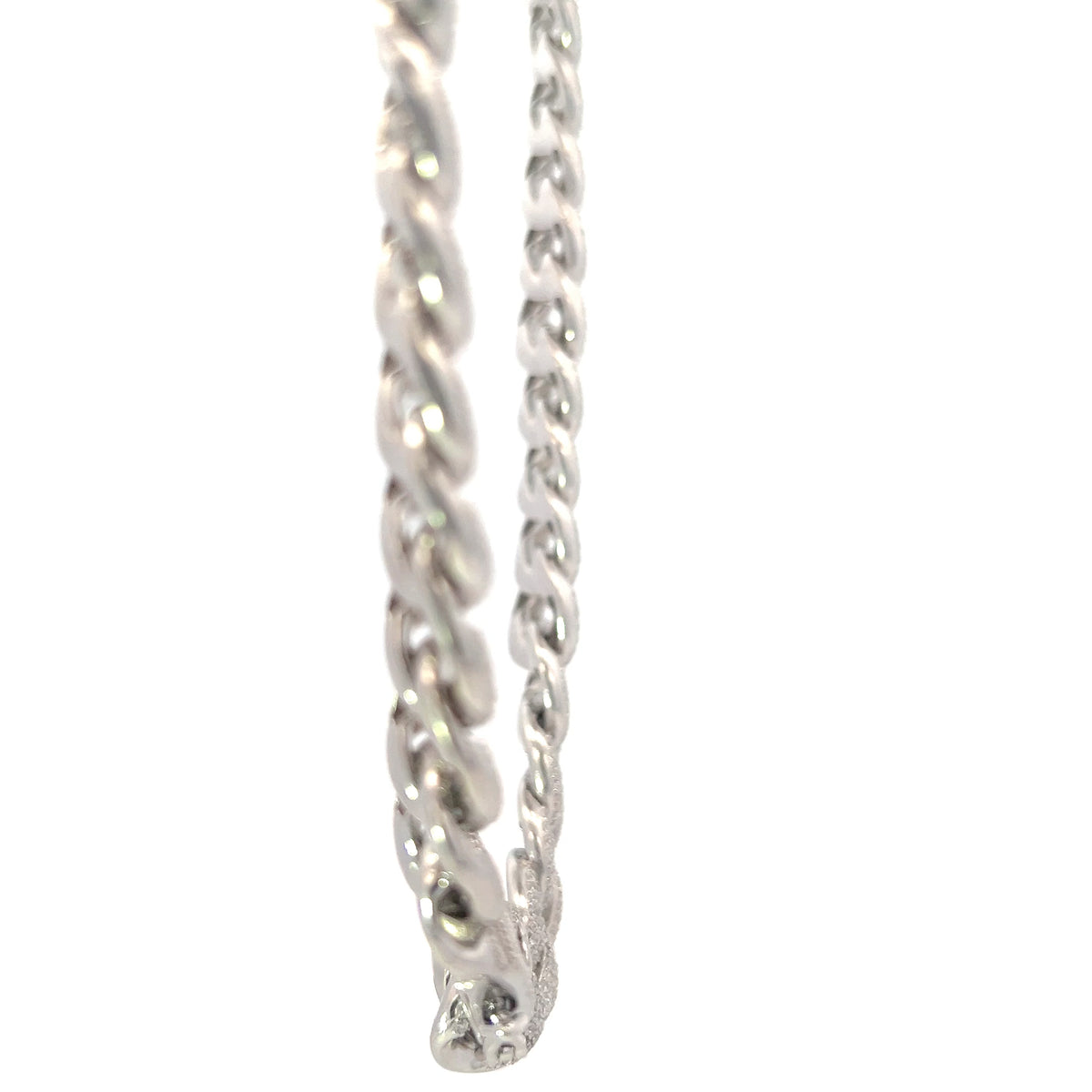 925 Sterling Silver 6mm Miami Cuban Curb Chain with Cubic Zirconias - 22 Inches