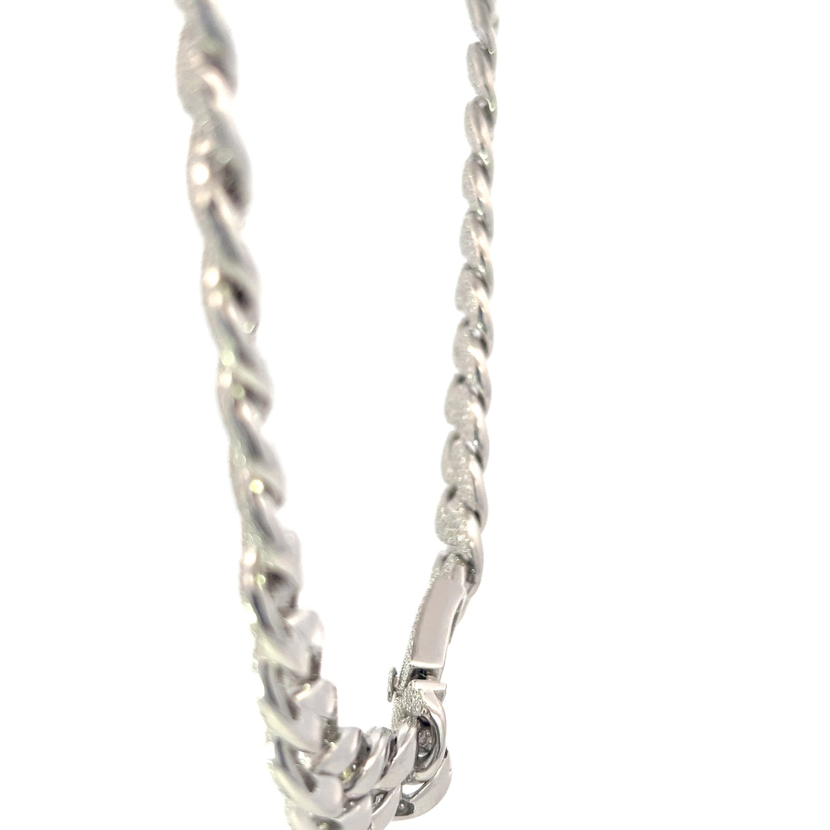 925 Sterling Silver 6mm Miami Cuban Curb Chain with Cubic Zirconias - 22 Inches