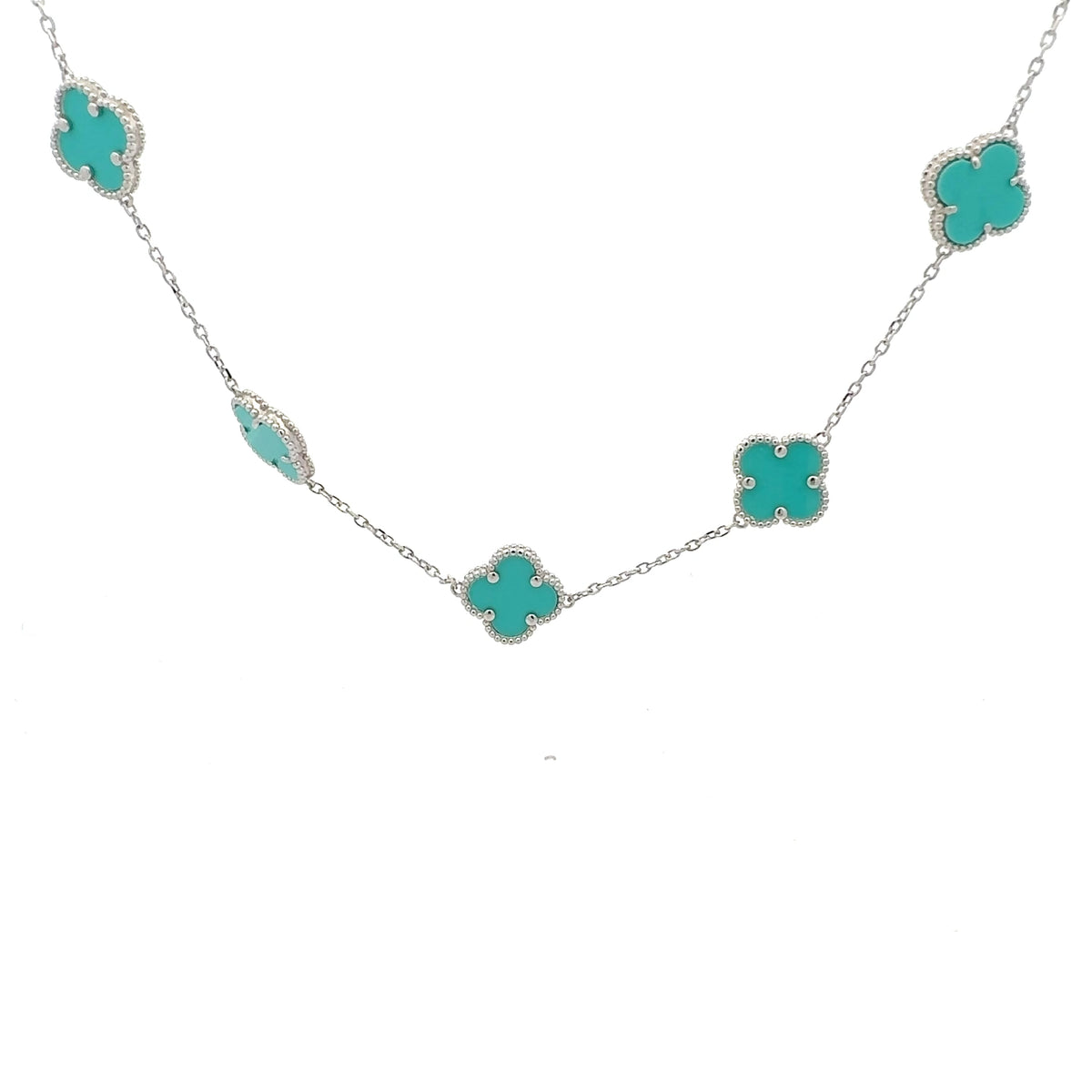 925 Sterling Silver 16-18&quot; Enamel Clover Chain