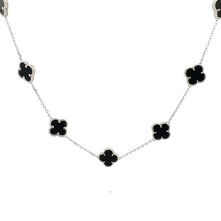 925 Sterling Silver 16-18" Enamel Clover Chain and Bracelet