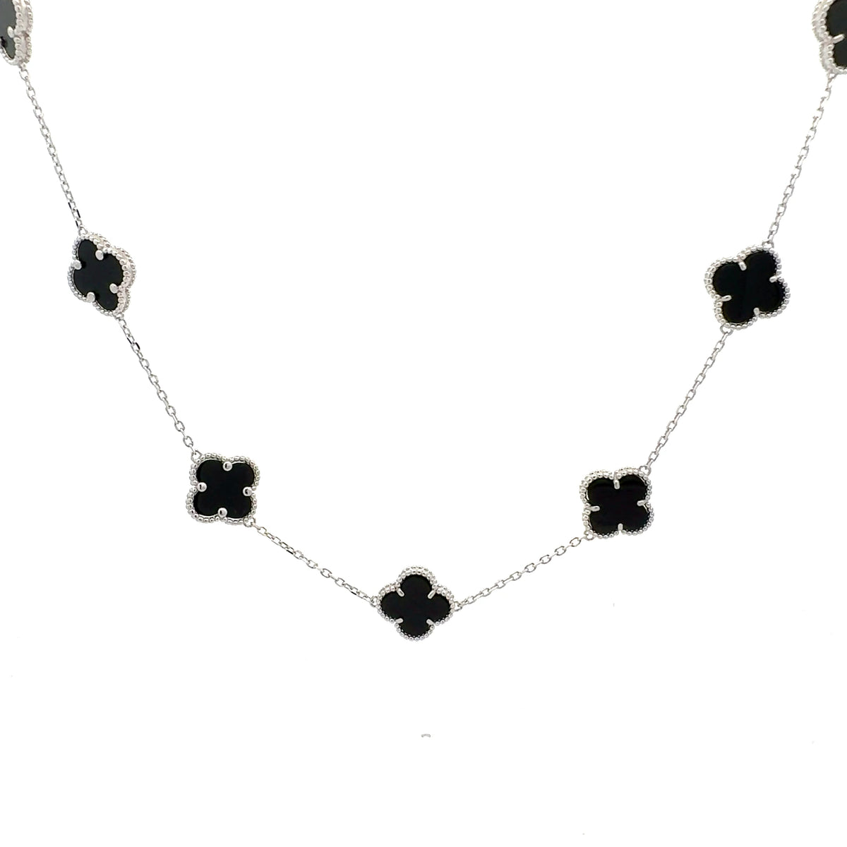 925 Sterling Silver 16-18&quot; Enamel Clover Chain