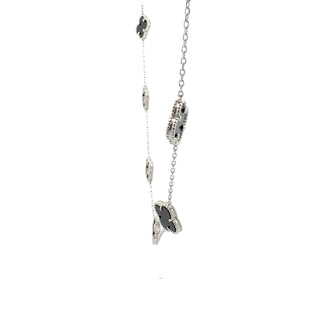 925 Sterling Silver 16-18" Enamel Clover Chain and Bracelet