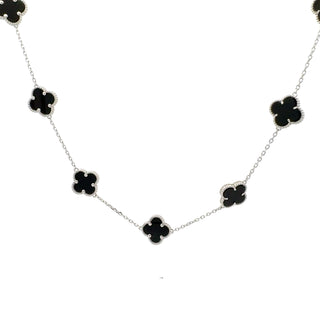 925 Sterling Silver 16-18" Enamel Clover Chain and Bracelet