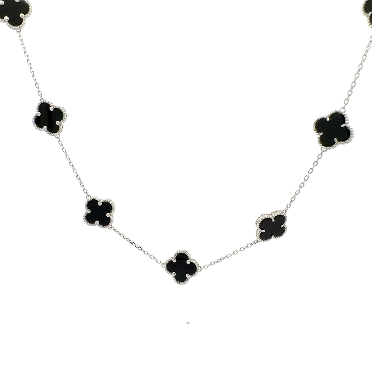 925 Sterling Silver 16-18&quot; Enamel Clover Chain