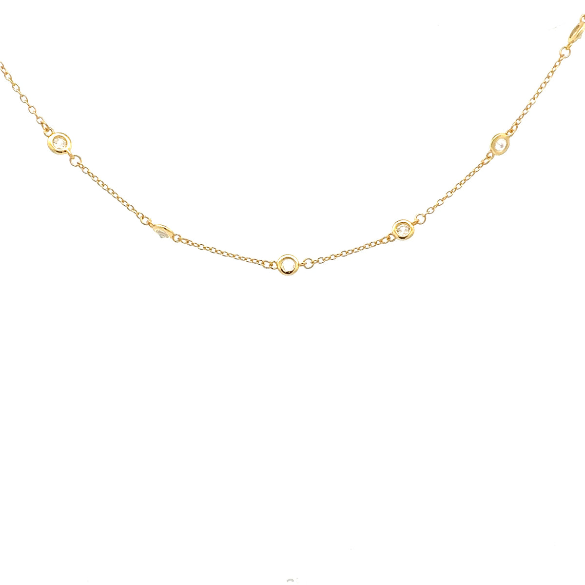 925 Gold Plated Sterling Silver 16-18&quot; Cubic Zirconia Chain