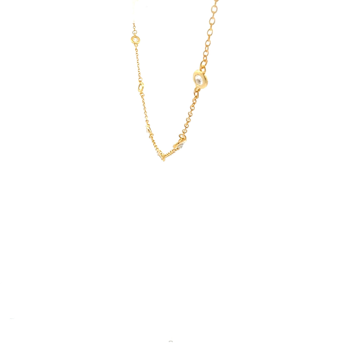 925 Gold Plated Sterling Silver 16-18&quot; Cubic Zirconia Chain