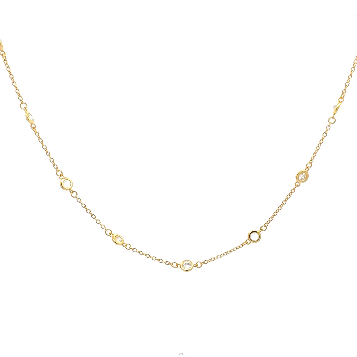 925 Gold Plated Sterling Silver 20-22&quot; Cubic Zirconia Chain