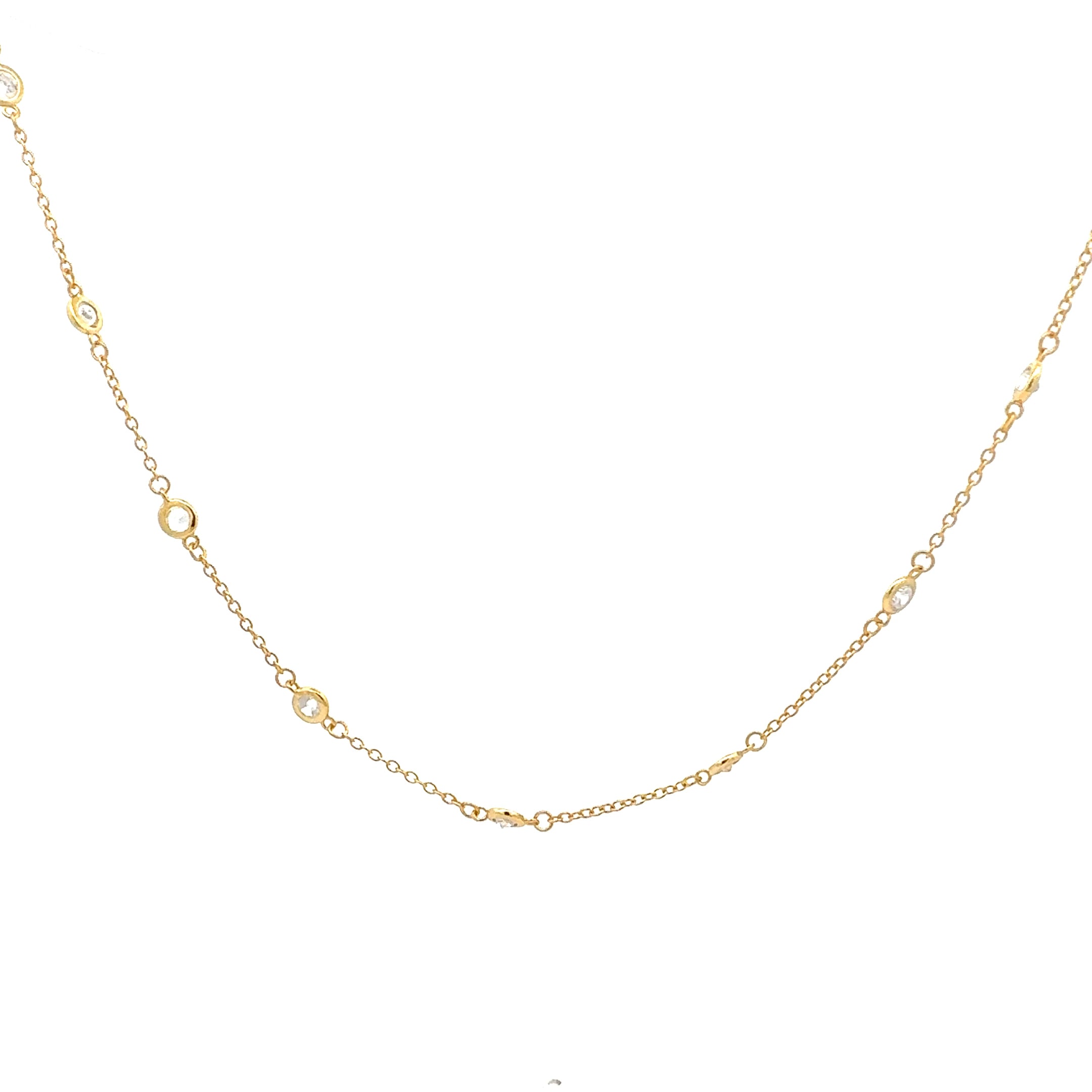 925 Gold Plated Sterling Silver 20-22" Cubic Zirconia Chain