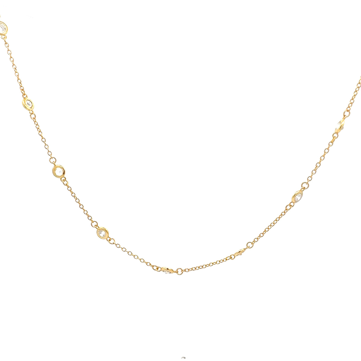 925 Gold Plated Sterling Silver 20-22&quot; Cubic Zirconia Chain