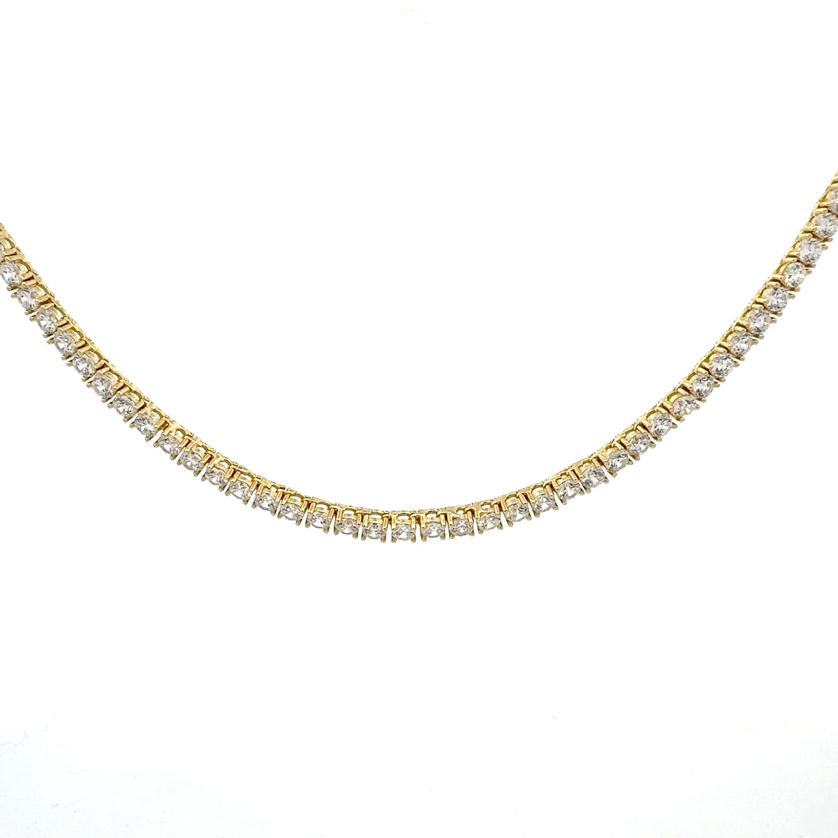 925 Gold Plated Sterling Silver 18&quot; 3mm Cubic Zirconia Chain