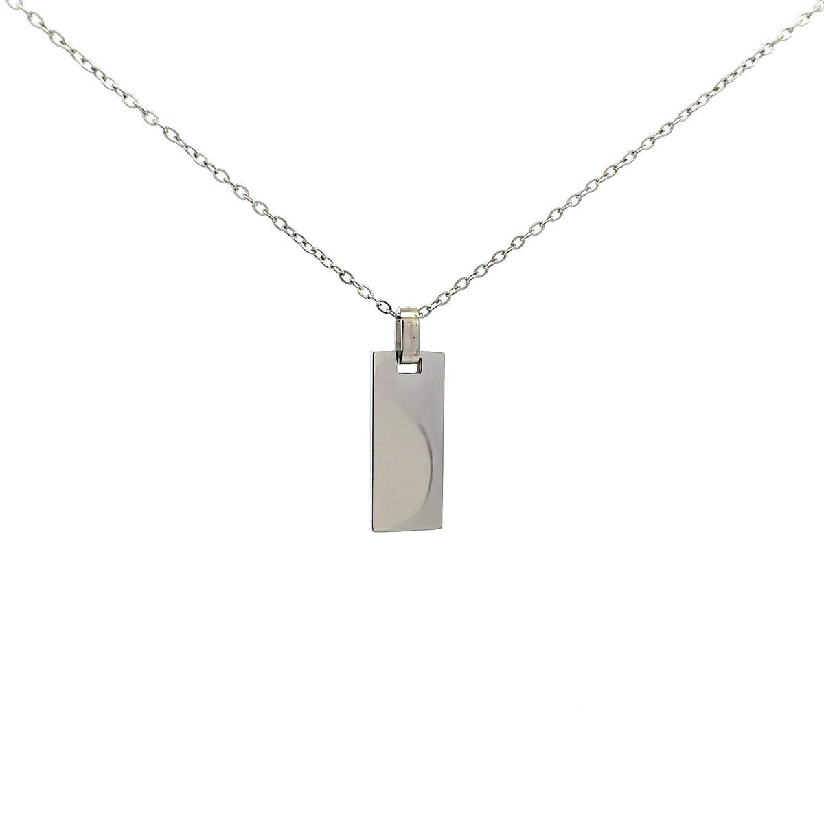 Stainless Steel 25x10mm Engravable Dog Tag Pendant - 18&quot;