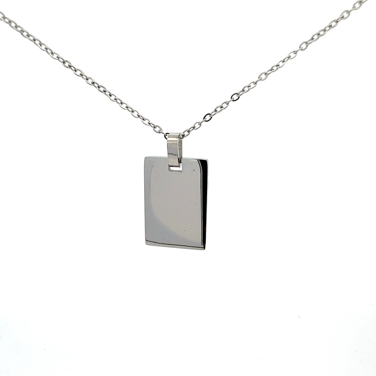 Stainless Steel 22x20mm Engravable Dog Tag Pendant - 18&quot;