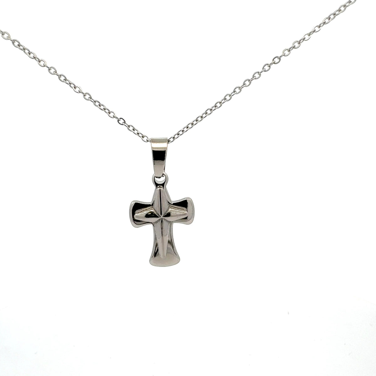 Stainless Steel 23X15mm Cross Pendant - 18&quot;