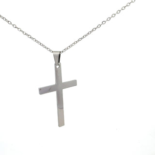Stainless Steel 40X25mm Cross Pendant - 18"