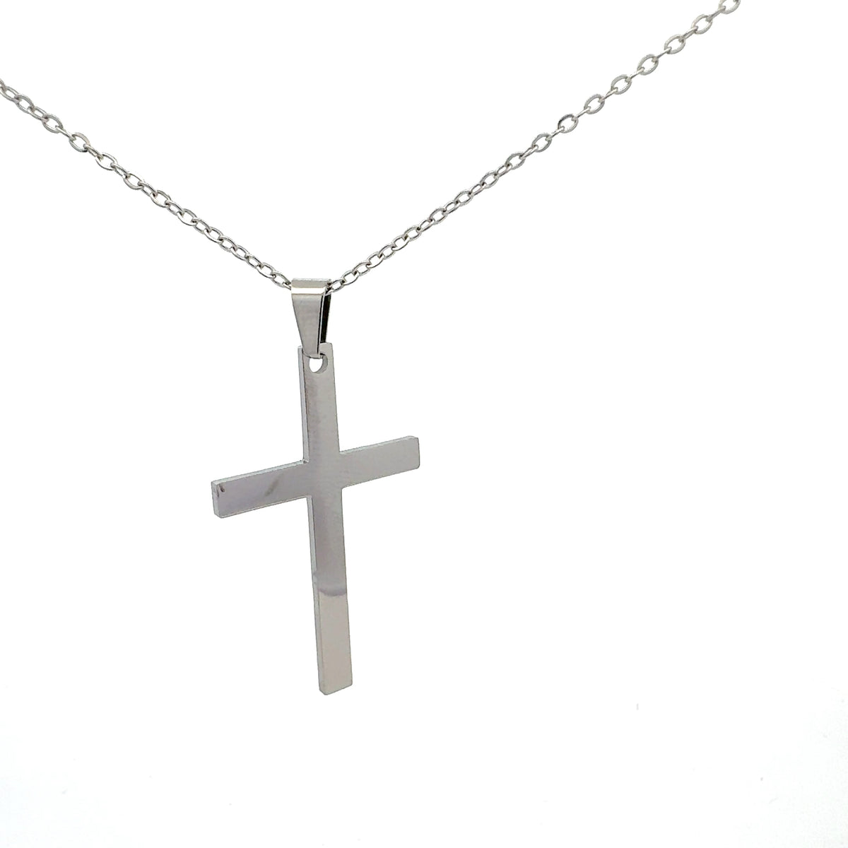 Stainless Steel 40X25mm Cross Pendant - 18&quot;