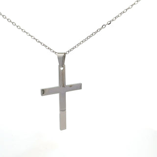 Stainless Steel 40X25mm Cross Pendant - 18"