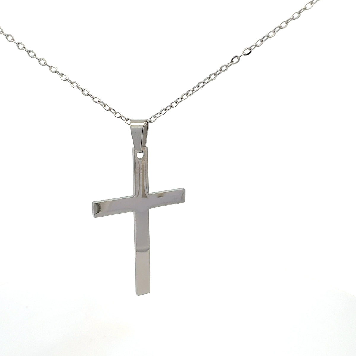 Stainless Steel 40X25mm Cross Pendant - 18&quot;