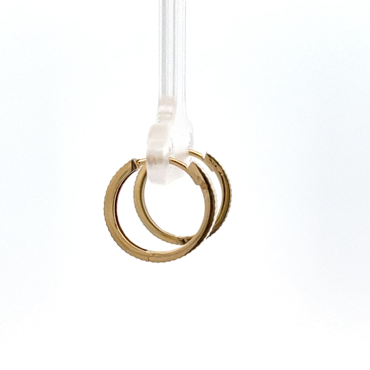 10K Yellow Gold Diamond -Cut Huggie Earrings