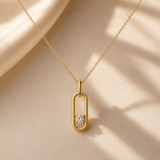 10K Yellow Gold Canadian Diamond Solitaire Pendant, 18"