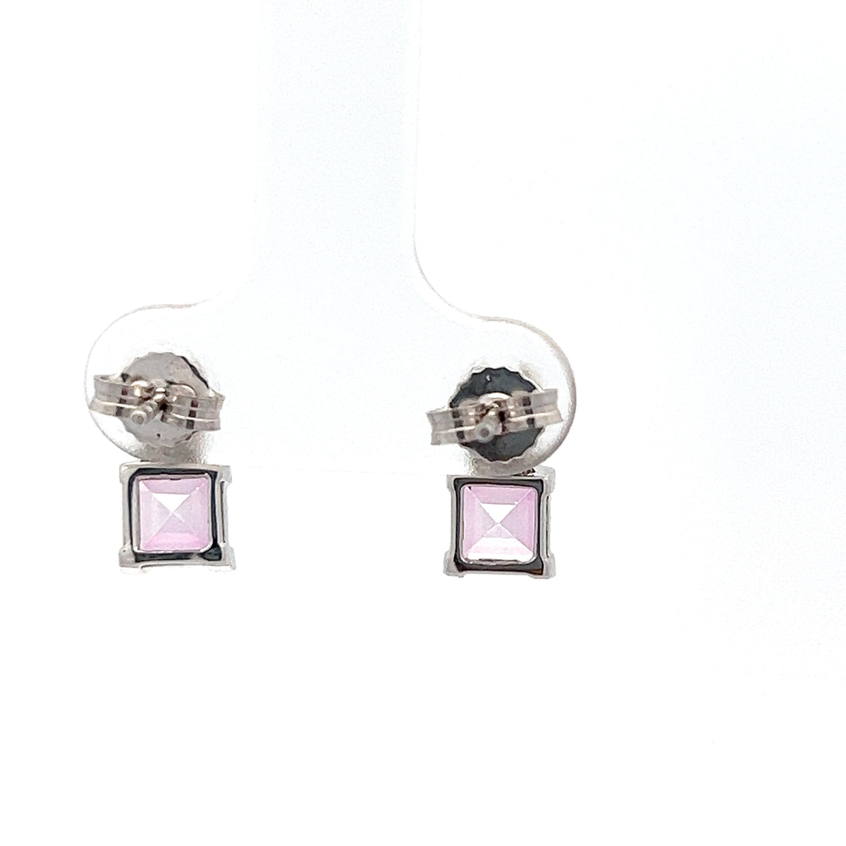 10K White Gold Pink Topaz and Diamond Earring
