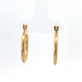 10K Yellow Gold 2mm Tube  Hoop Earrings Medium