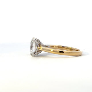 14K Yellow and White gold 2.157cttw Lab Grown Oval Diamond Ring with Hidden Halo