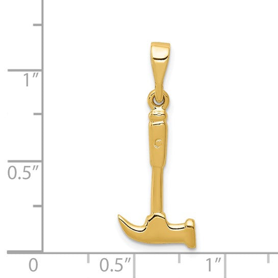 14K Yellow Gold Hammer Charm - 30mm x 10mm