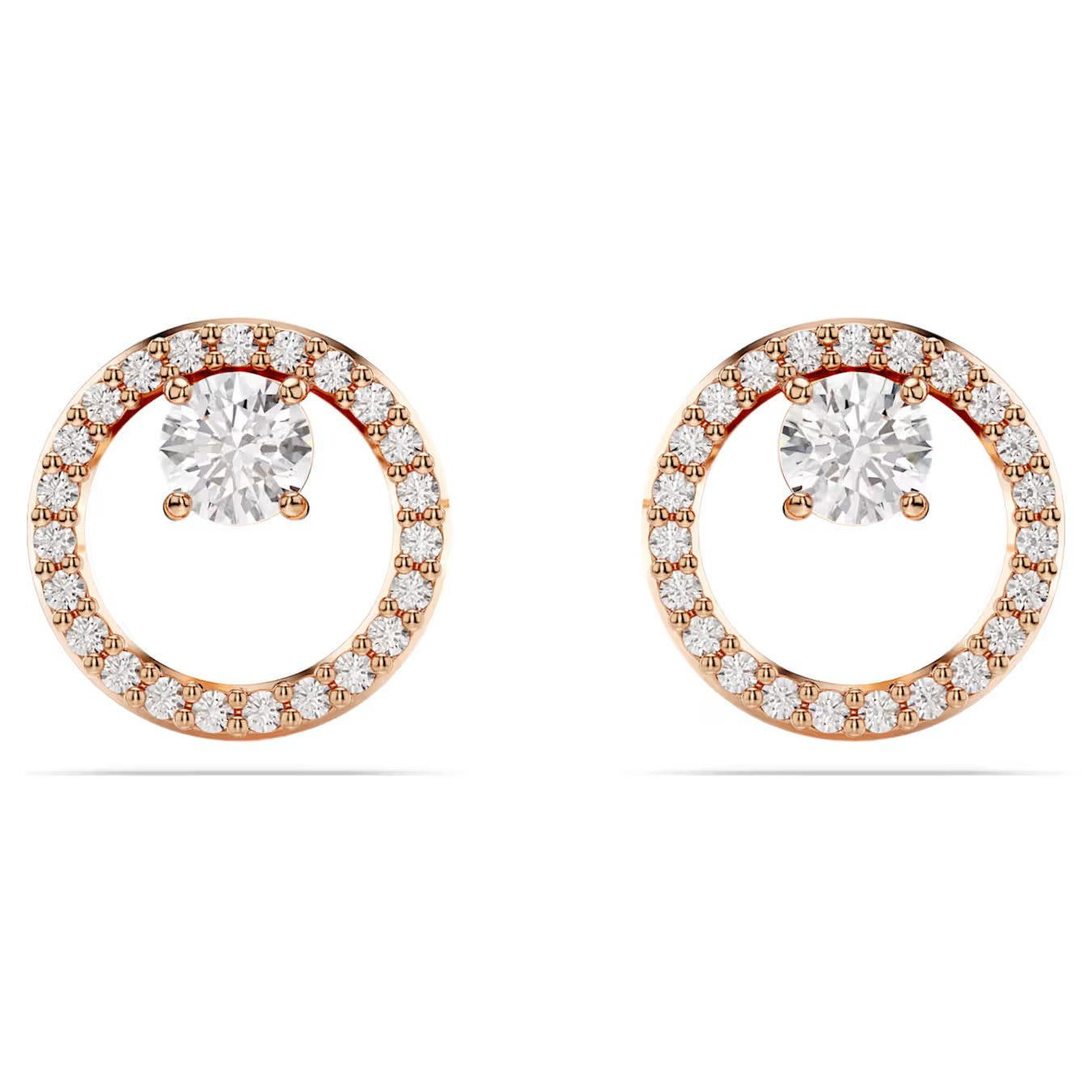Swarovski Constella stud earrings, Round cut, White, Rose tone plated - 5692263/5701587 (SS)