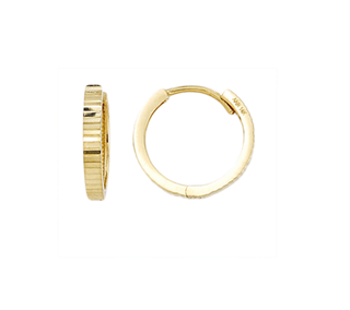 10K Yellow Gold Diamond -Cut Huggie Earrings