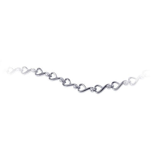 Silver Lab Grown Diamond Hearts Motif Tennis Bracelet