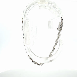 Silver Lab Grown Diamond Hearts Motif Tennis Bracelet