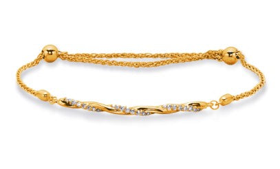 Pulsera de diamantes en oro amarillo de 14 quilates