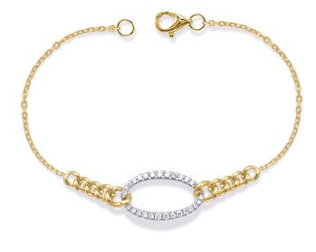 Pulsera de diamantes en oro amarillo y blanco de 14 quilates