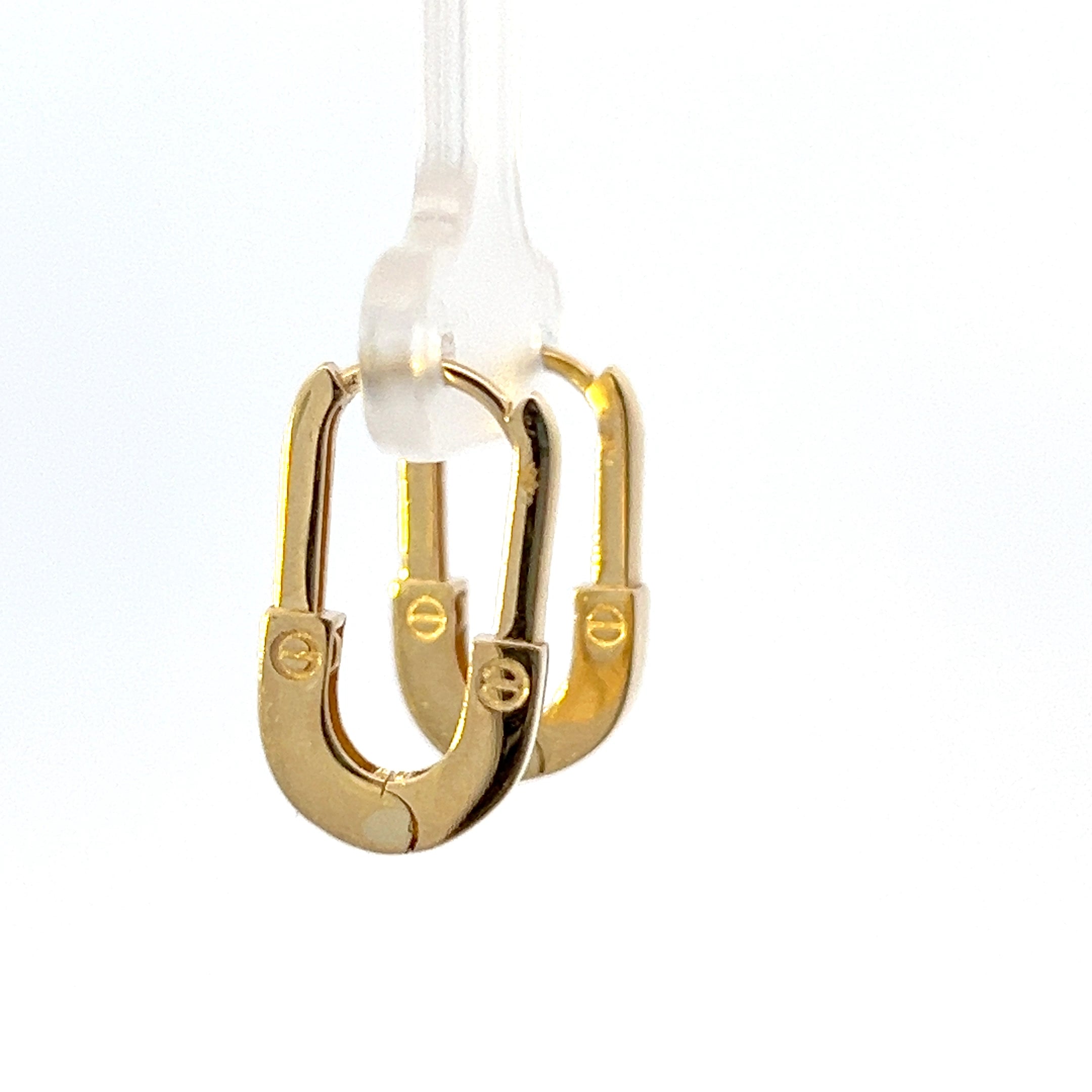 10K Yellow Gold Safety Pin Huggies - yellow gold